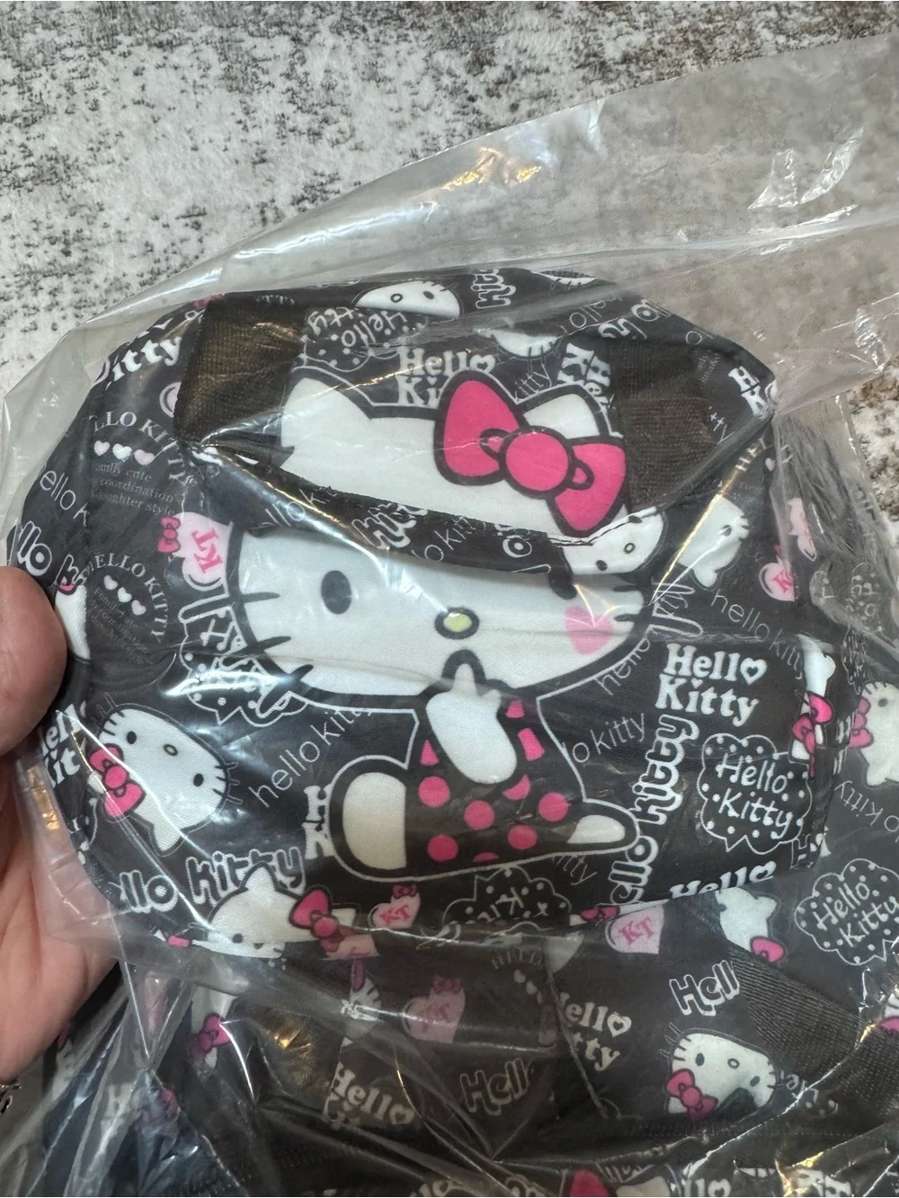 Hello Kitty Black and Pink Kids Backpack with Character Print